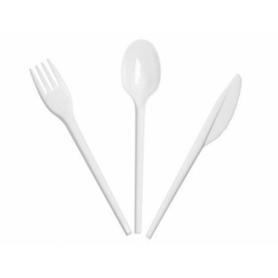 Set 3 cubiertos de plastico cuchara/cuchillo/tenedor + servilletas
