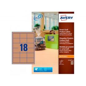 Etiqueta adhesiva impresora Avery 62x42mm removible rectangular marrón 360 etiquetas en 20 hojas din a4