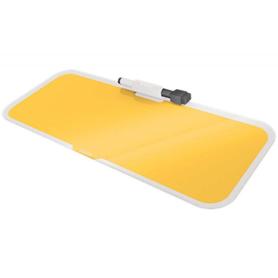 Pizarra leitz cosy sobremesa cristal con rotulador y borrador amarillo 463x195x90 mm