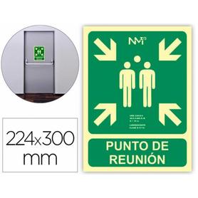 Pictograma archivo 2000 punto de reunion pvc verde luminiscente 224x300 mm pack de 2 unidades
