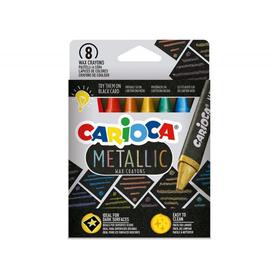 Lapices de cera carioca metallic triangular caja de 8 colores surtidos