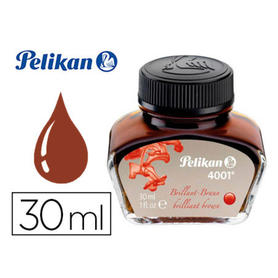 Tinta estilografica pelikan 4001 marron brillante frasco 30 ml