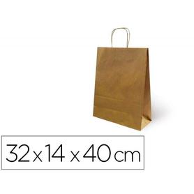 Bolsa de papel basika kraft reciclado asa retorcida liso natural tamaño /l/ 320x140x400 mm