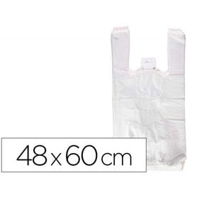 Bolsa camiseta reciclada 70% blanca 50 mc 48x60 cm apta legislacion de bolsas 2021