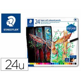 Lapices de colores staedtler super soft caja metal de 24 colores surtidos