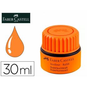 Tinta rotulador faber castell textliner fluorescente 1549 con sistema capilar color naranja frasco de 30 ml