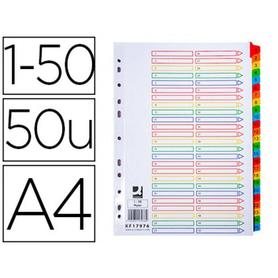 Separador numerico q-connect carton 1-50 juego de 50 separadores din a4 multitaladro